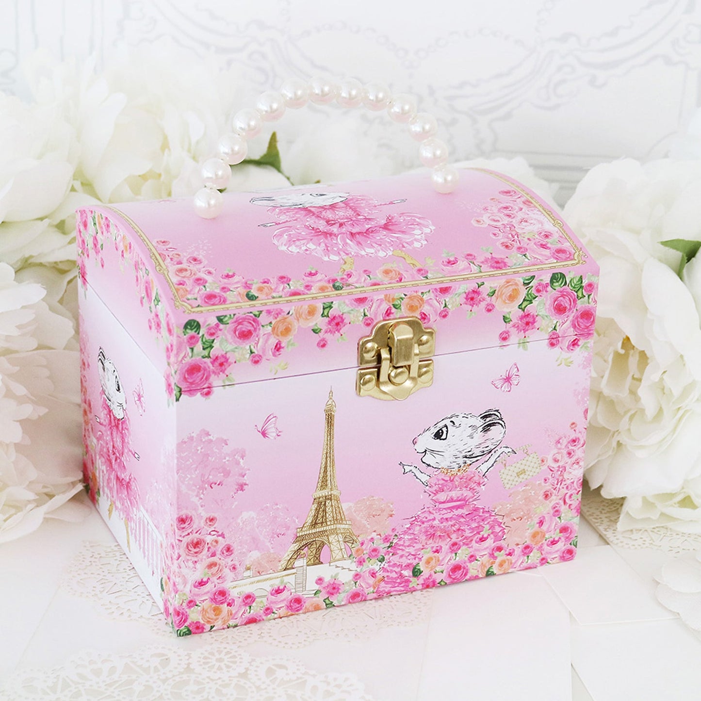 Claris The Chicest Mouse in Paris Pearl Musical Jewellery Box