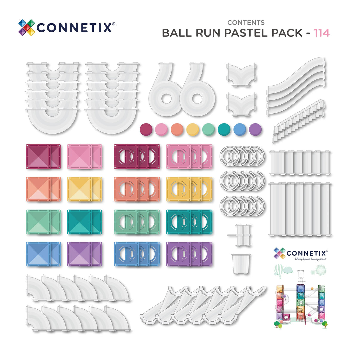 Connetix New Ball Run Pastel Pack 114 pc