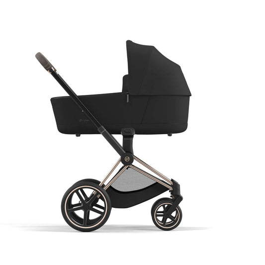 Cybex Priam Pram with Rose Gold Chassis & Sepia Black Seat V26 + Cybex Priam Lux Carrycot Sepia Black