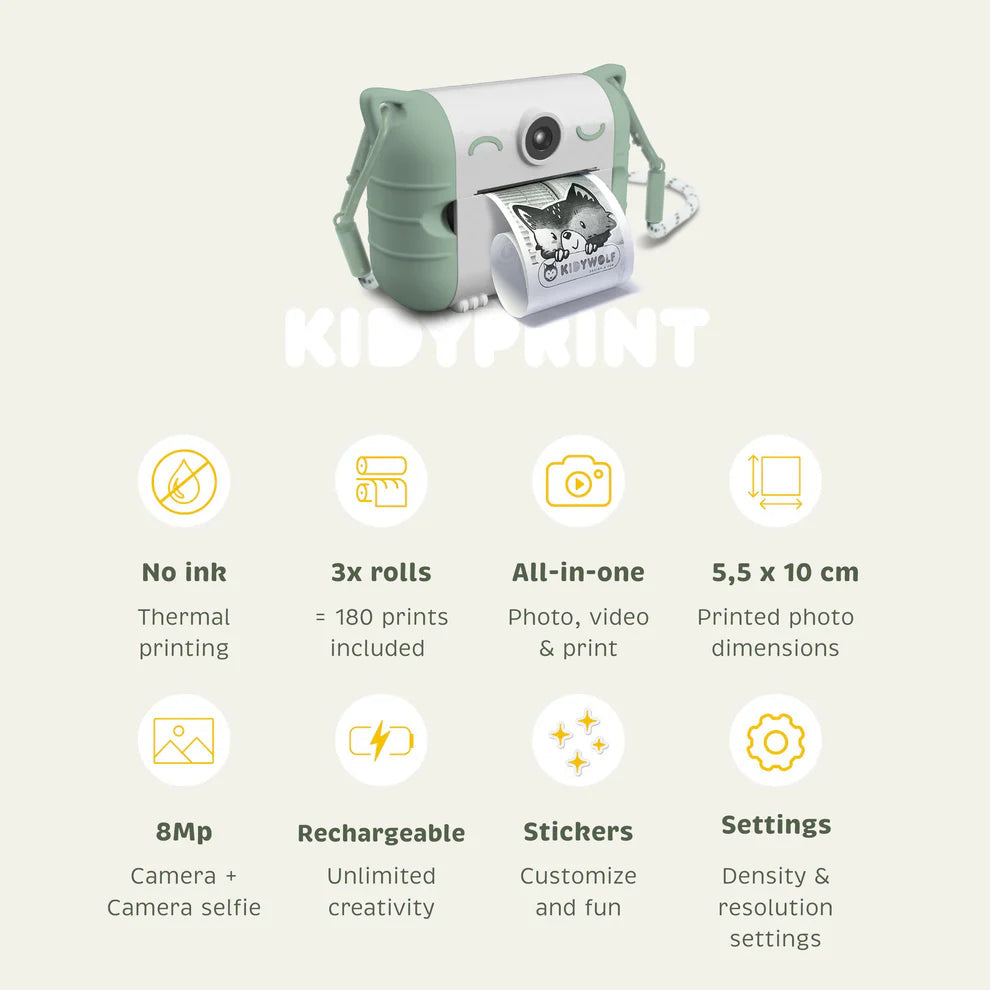 Kidywolf - Kidyprint Thermal Printing Camera - Peach