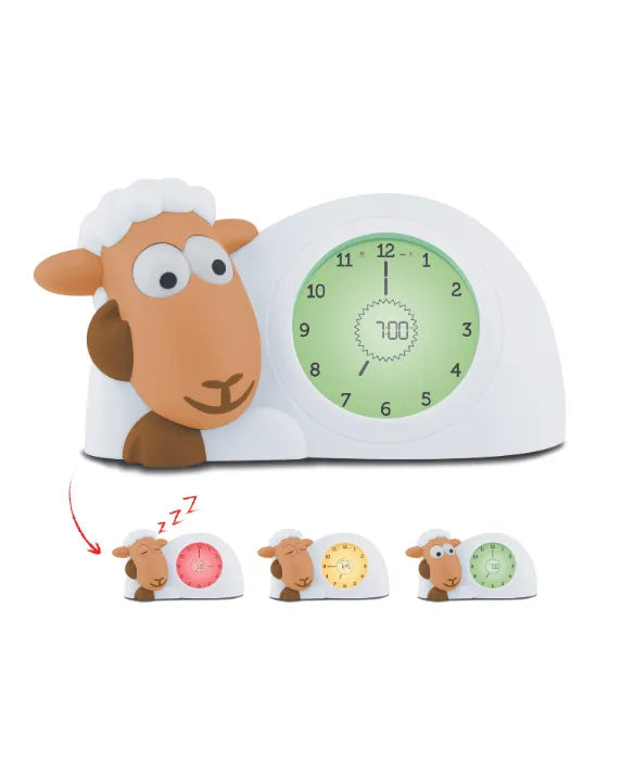 Children's alarm clock with sheep design and time display on a white background