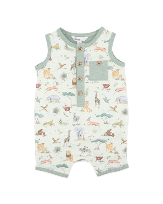 Bebe By Minihaha SWAY PRINT ELEPHANT ROMPER