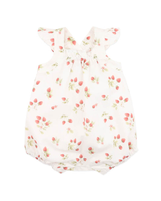 Bebe By Minihaha POPPY STRAWBERRY PRINT ROMPER