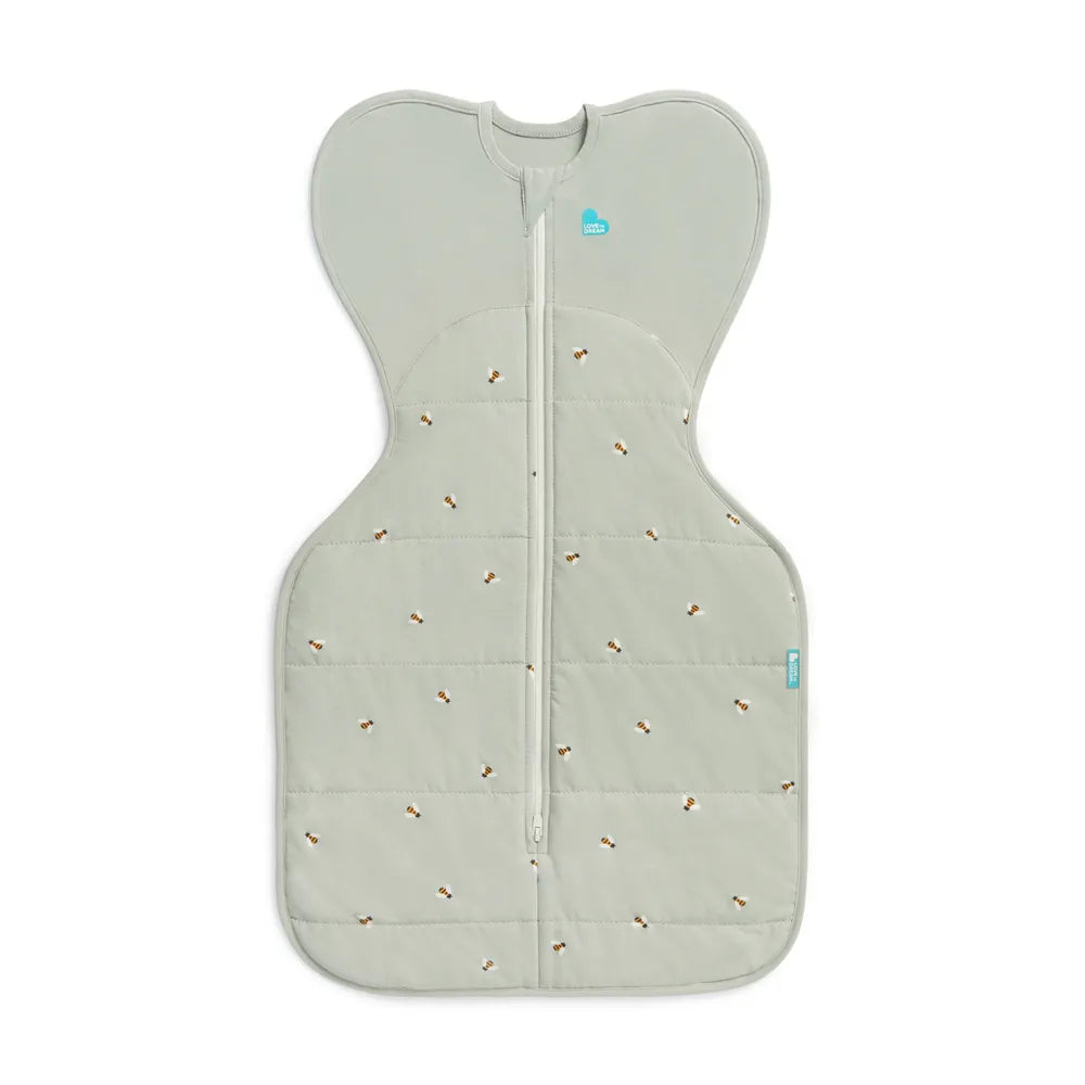 Love To Dream Quilted Stretch Cotton Swaddle Up 2.5 Tog 16-20˚C Bees Olive
