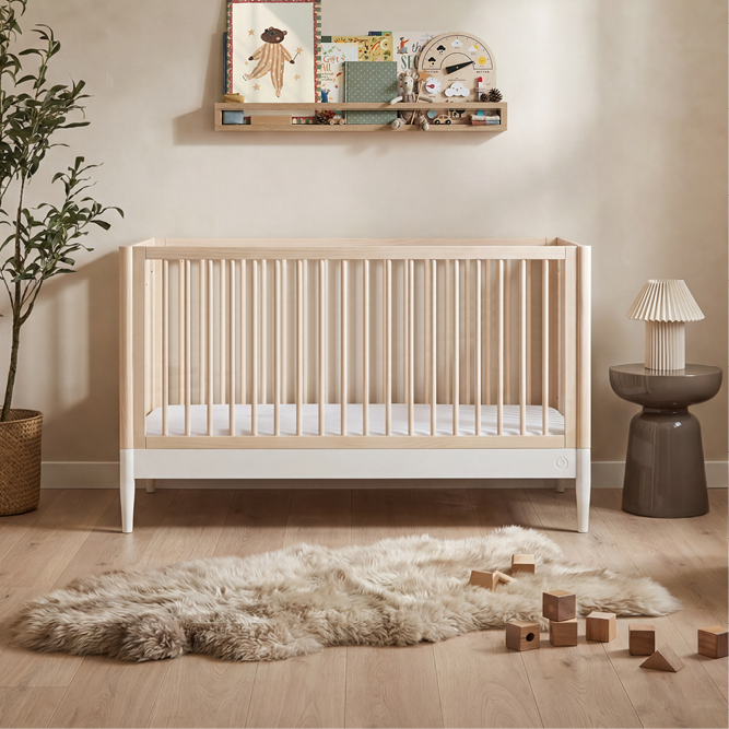 Gaia Baby Eos Cot Bed - Natural Ash | White