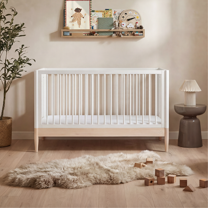 Gaia Baby Eos Cot Bed - Natural Ash | White