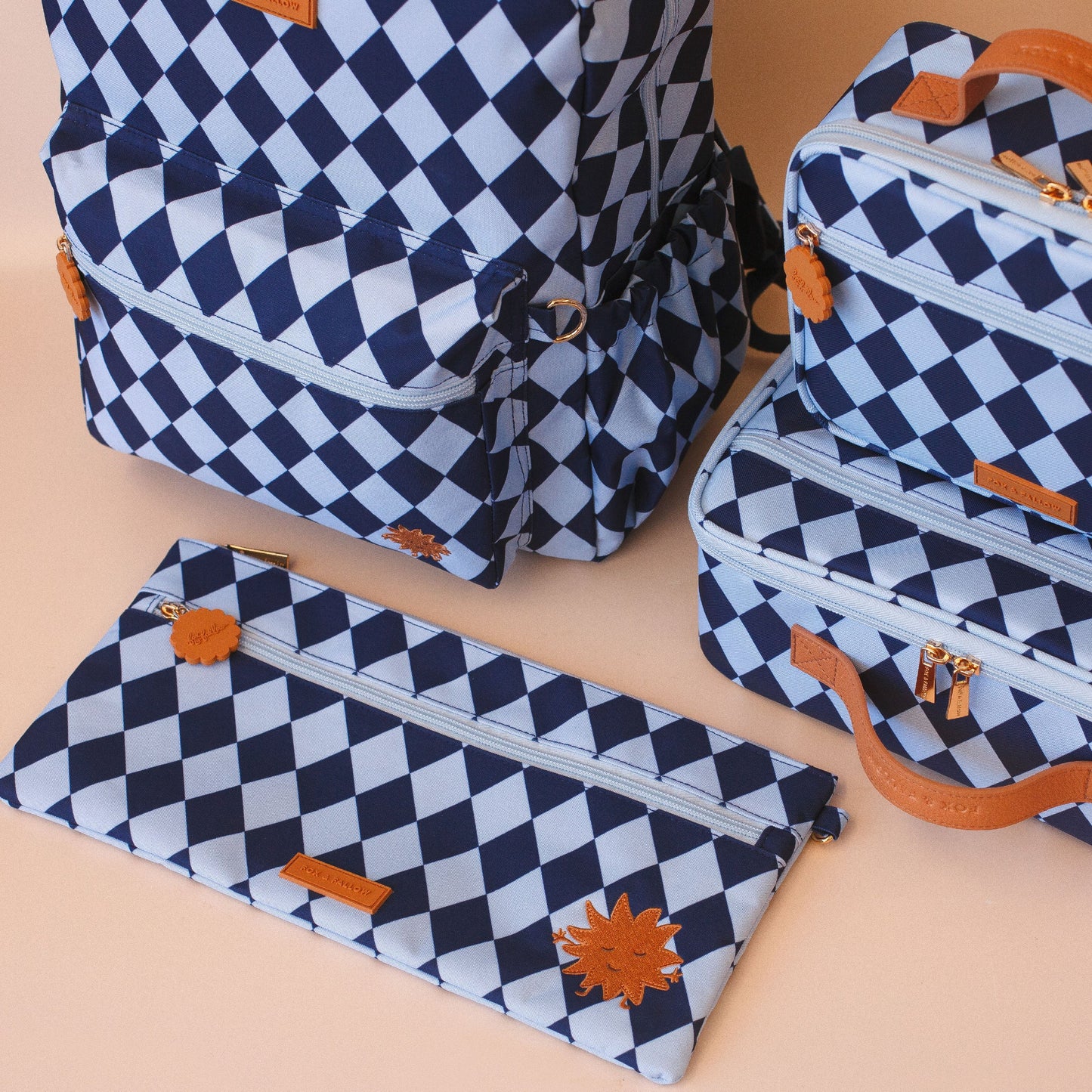 Fox & Fallow Navy Diamonds Backpack