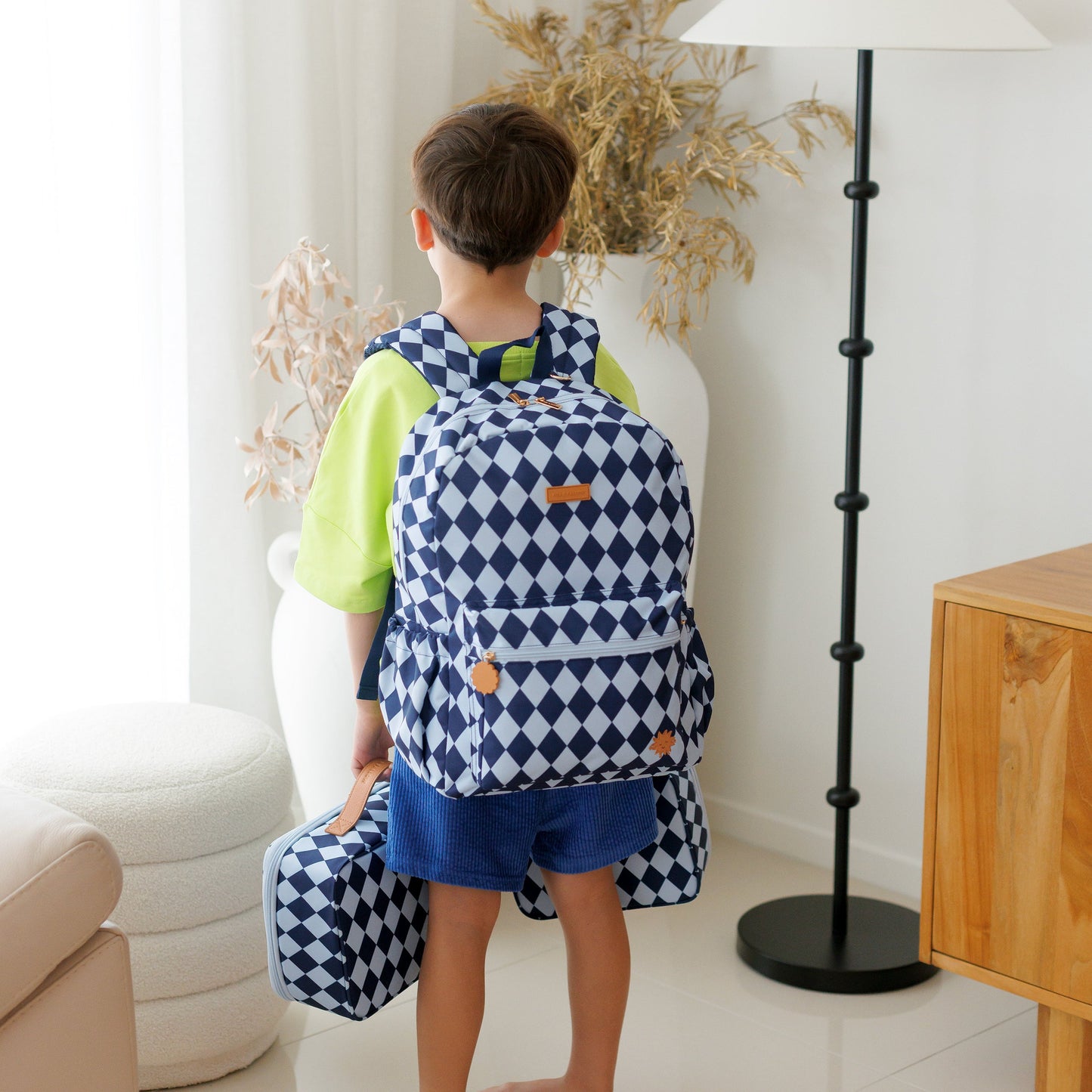 Fox & Fallow Navy Diamonds Backpack