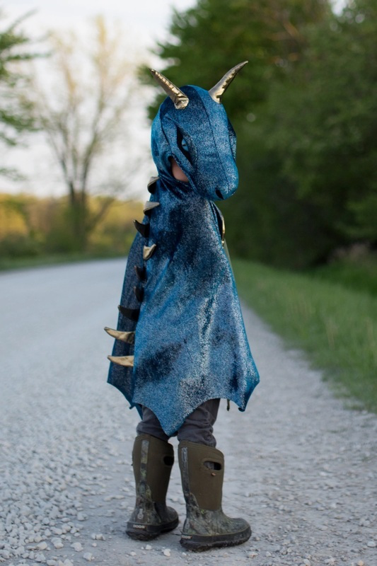 Great Pretenders Halloween Costume Teal & Gold Starry Night Dragon - Size 5-6