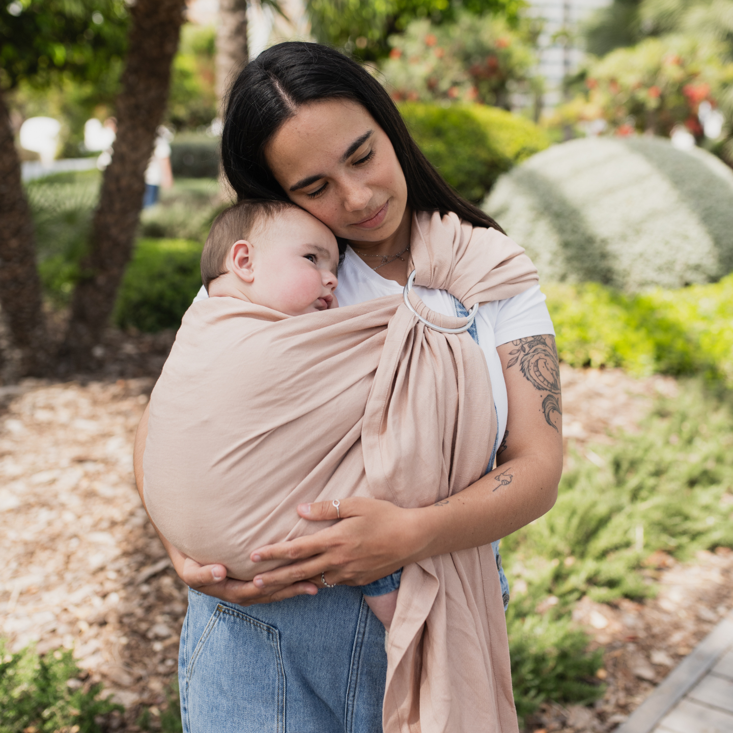 Boba Ring Sling Linen Carrier - Peony
