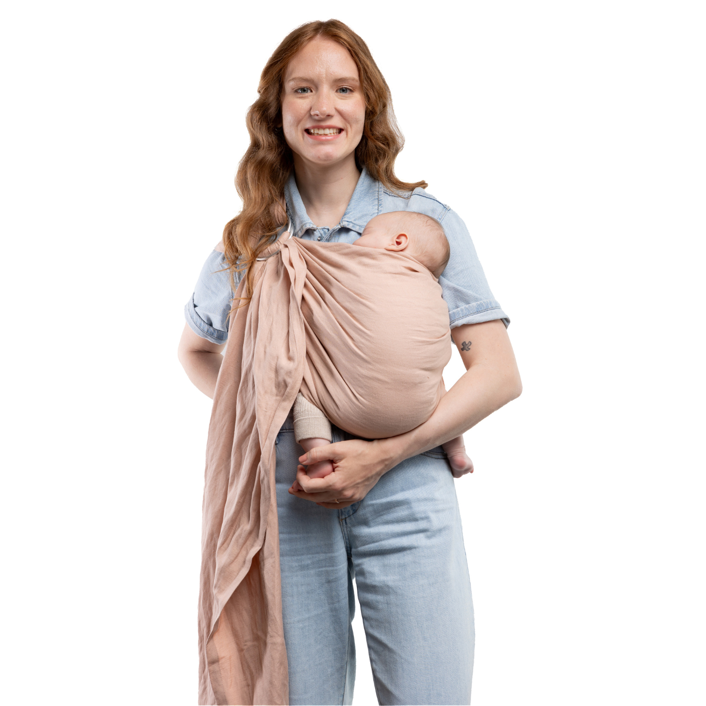 Boba Ring Sling Linen Carrier - Peony