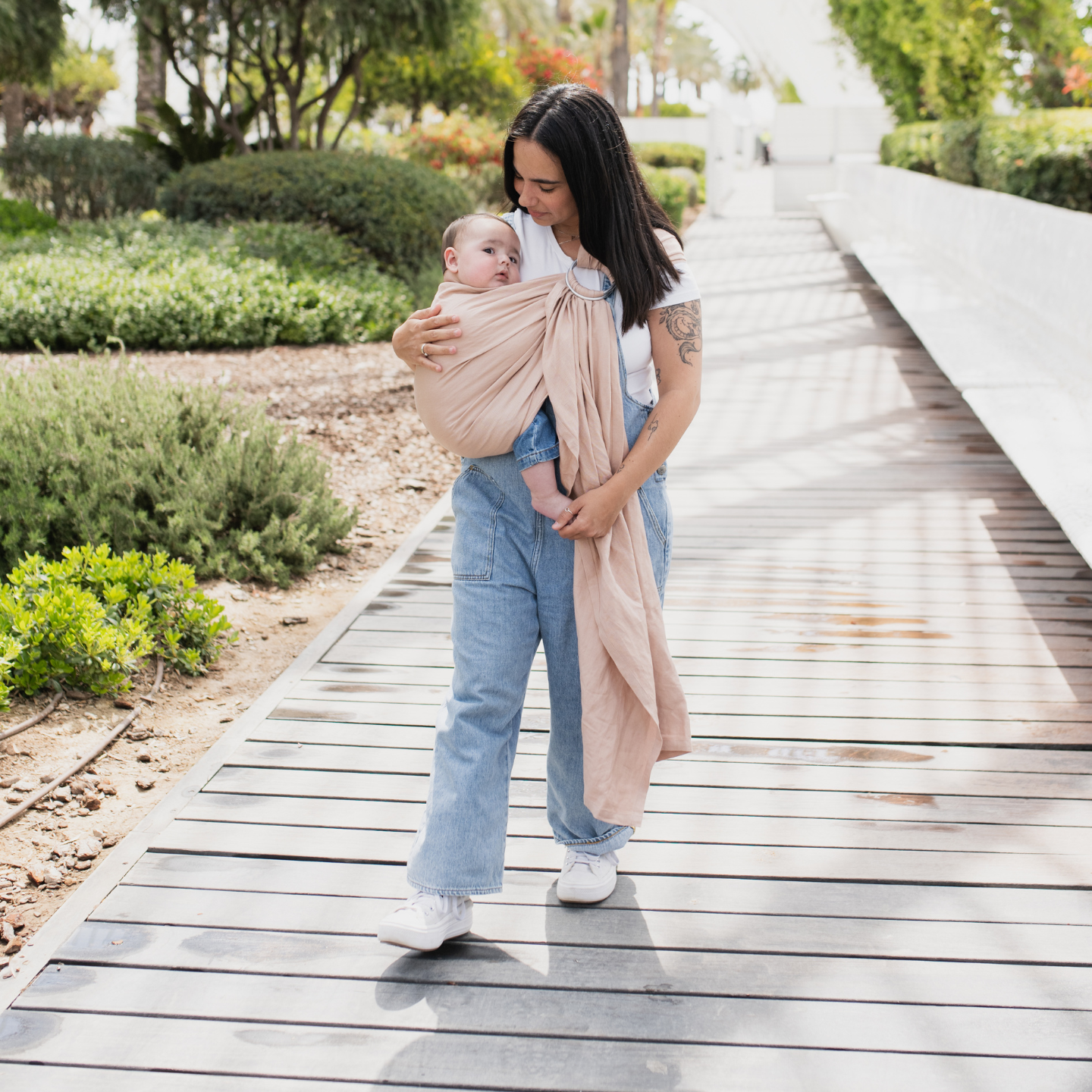 Boba Ring Sling Linen Carrier - Peony