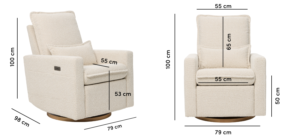 iL TuTTo Frankie Electric Recliner Glider Nursery Chair in Light Beige Soft Tweed