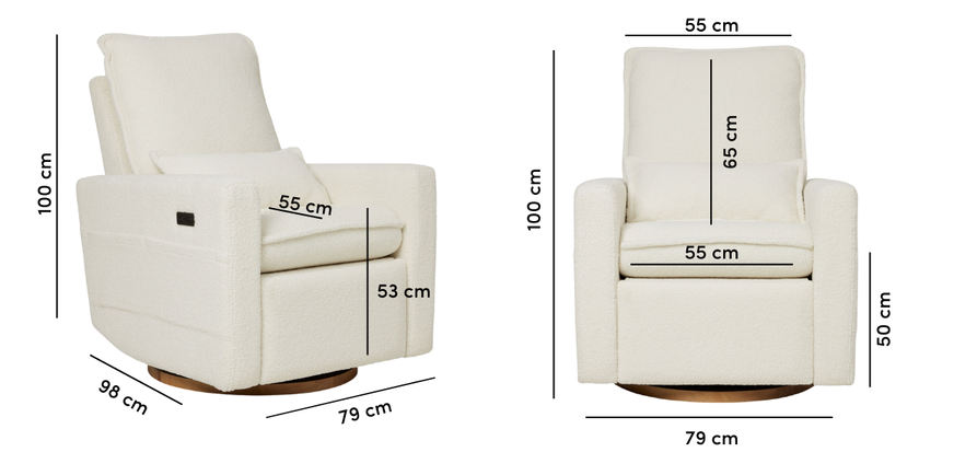 iL TuTTo Frankie Electric Recliner Glider Nursery Chair in Coconut Teddy
