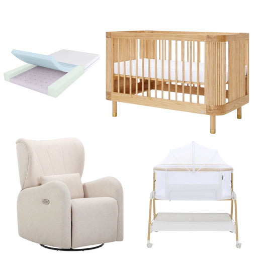 BabyRest Alfie Bassinet + BabyRest Juno Cot + BabyRest DuoCore Mattress + Celeste Nursery Chair Package
