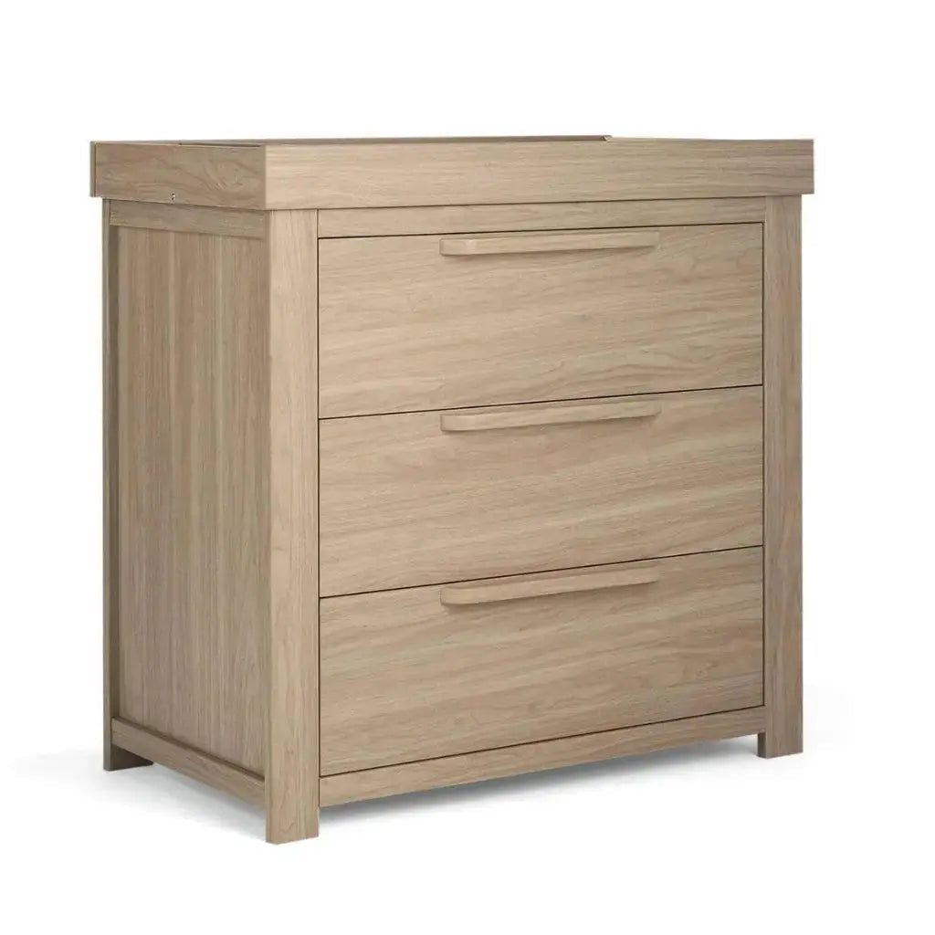 Mamas & Papas Franklin Light Oak 5 Piece Set with Cot Bed, Dresser Changer, Mattress, Fitted Sheets & Mattress Protector