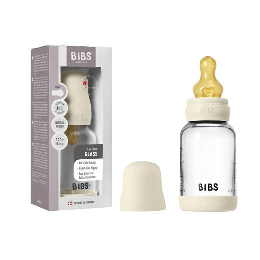 BIBS Glass Baby Bottle Complete Set 120 - Ivory