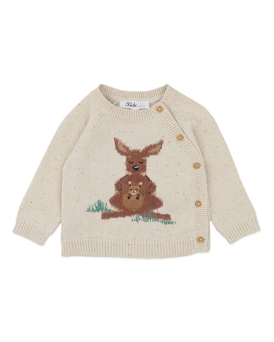Bébé by Minihaha CHARLIE KANGAROO ORGANIC KNITTED CARDIGAN