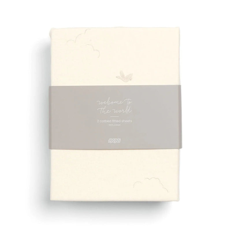 Mamas & Papas Cotbed Fitted Sheets 2pk Duckling Cream