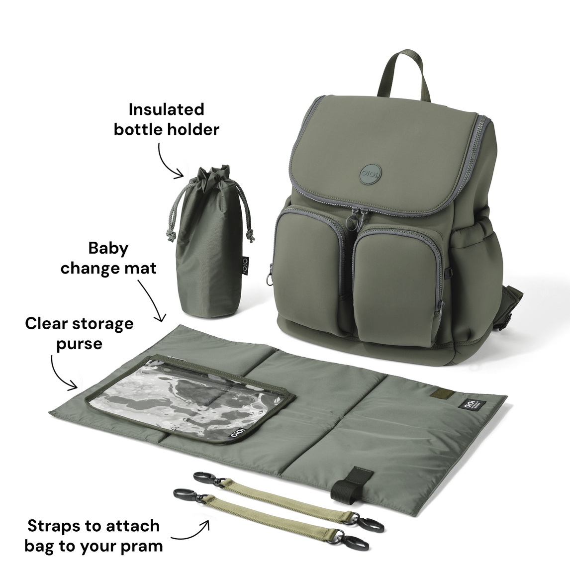 OiOi Signature Nappy Backpack - Sage Neoprene