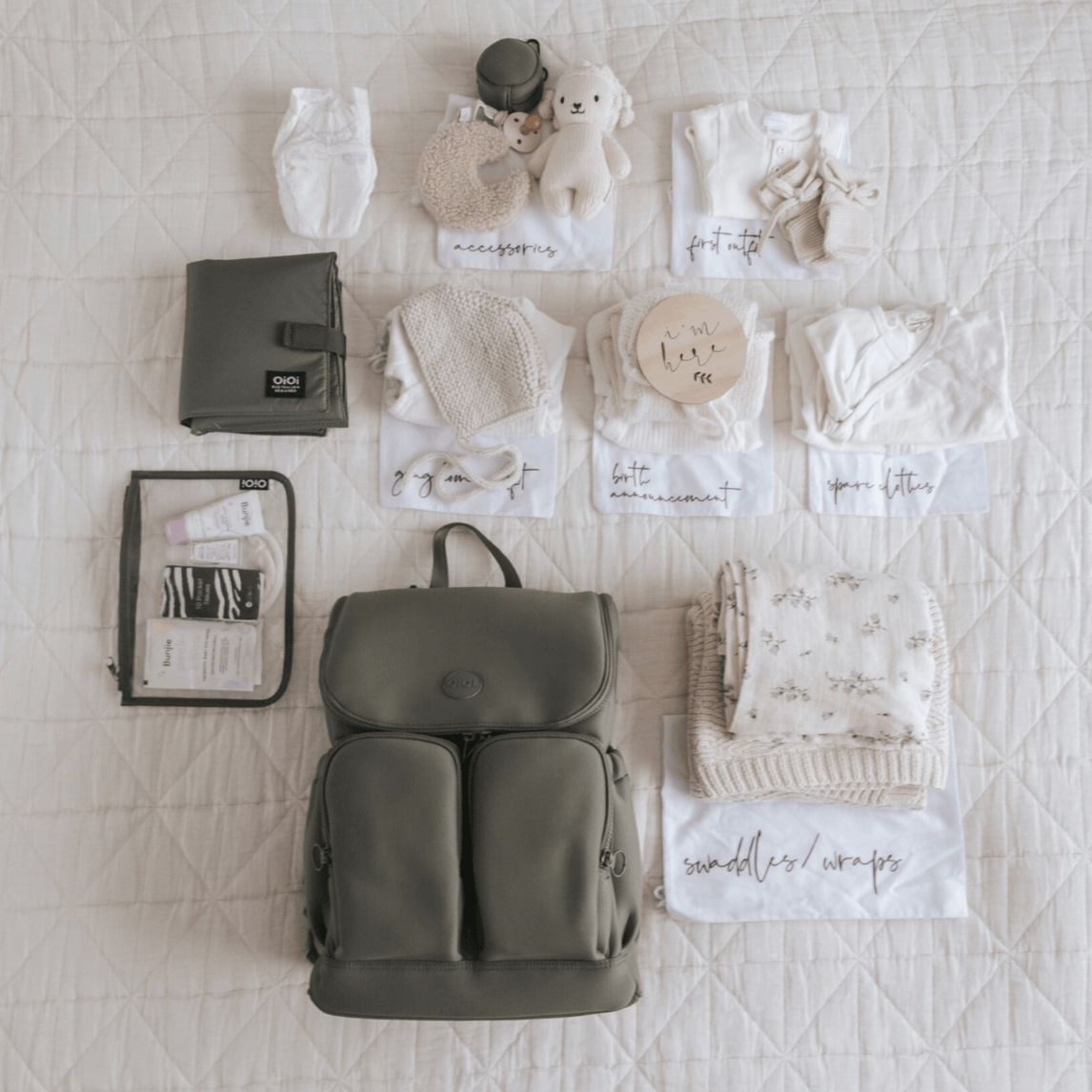 OiOi Signature Nappy Backpack - Sage Neoprene