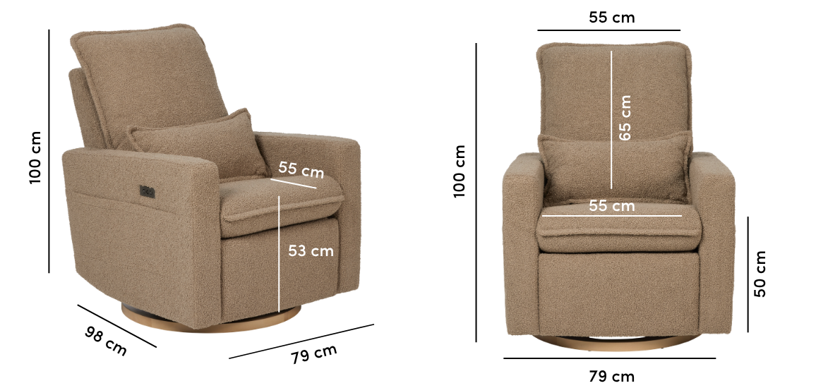 Frankie Electric Recliner Glider Nursery Chair in Mocha Teddy