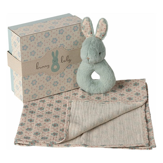 Maileg Rabbit Rattle Gift Set Mint