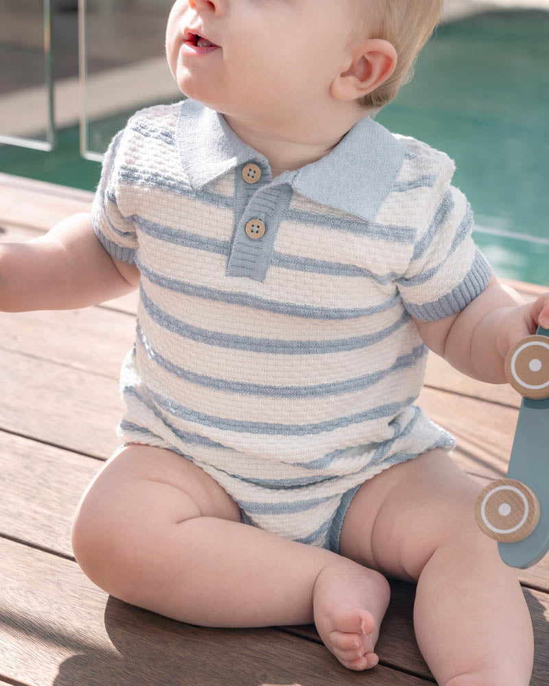 BeBe By Minihaha BRADY ORGANIC KNITTED POLO ROMPER