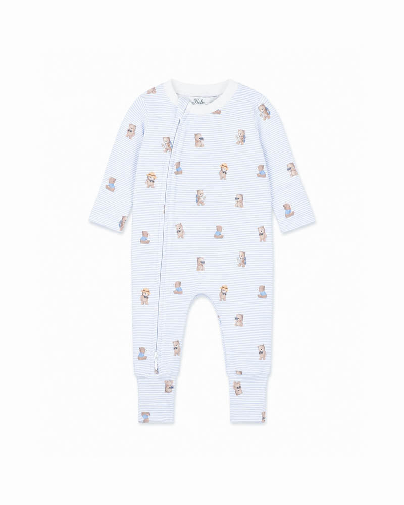Bebe By Minihaha BRADY STRIPE ORGANIC LS ZIPSUIT