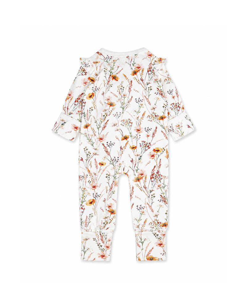 Bebe By Minihaha TAYLOR ORGANIC FLORAL LS ZIPSUIT
