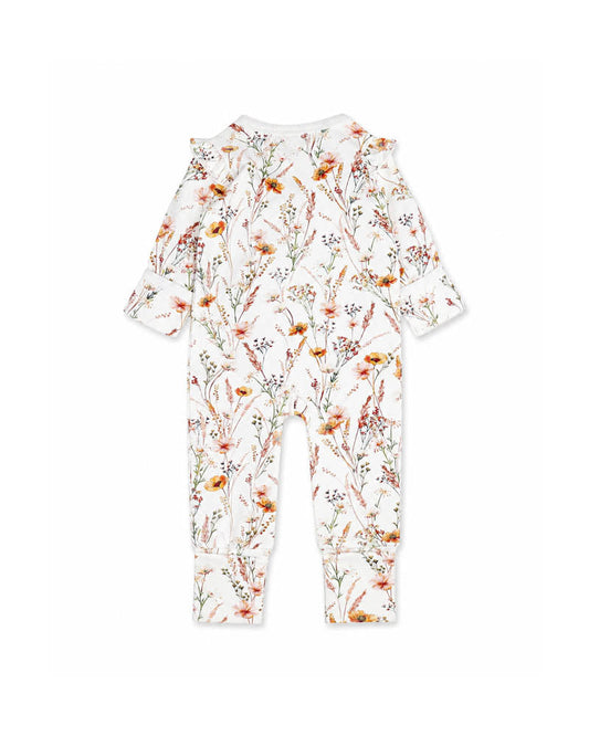 Bebe By Minihaha TAYLOR ORGANIC FLORAL LS ZIPSUIT