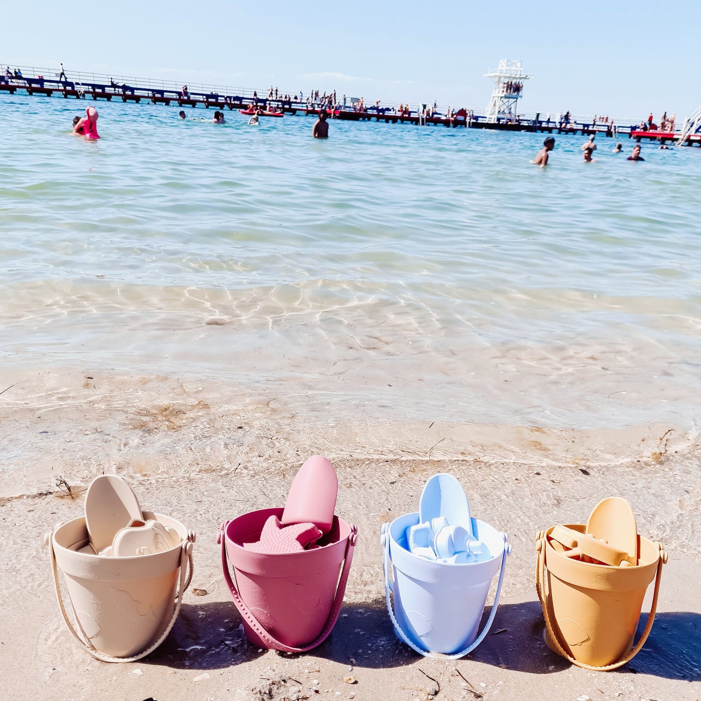 Silicone Beach Bucket and Spade Set - Sea Blue | Serenity Kids ™️
