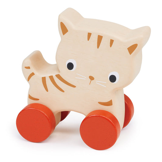 Wooden Kitten On Wheels Baby Toy