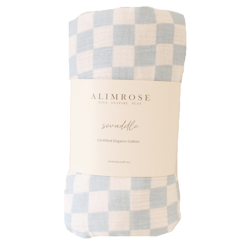 Muslin Swaddle Blue Check