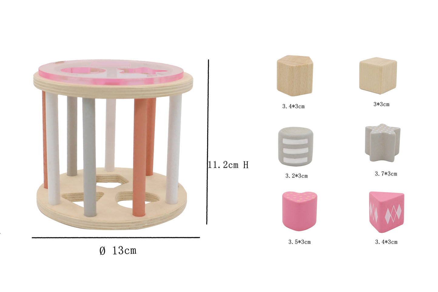 CALM & BREEZY WOODEN ROLLING SHAPE SORTER TOY