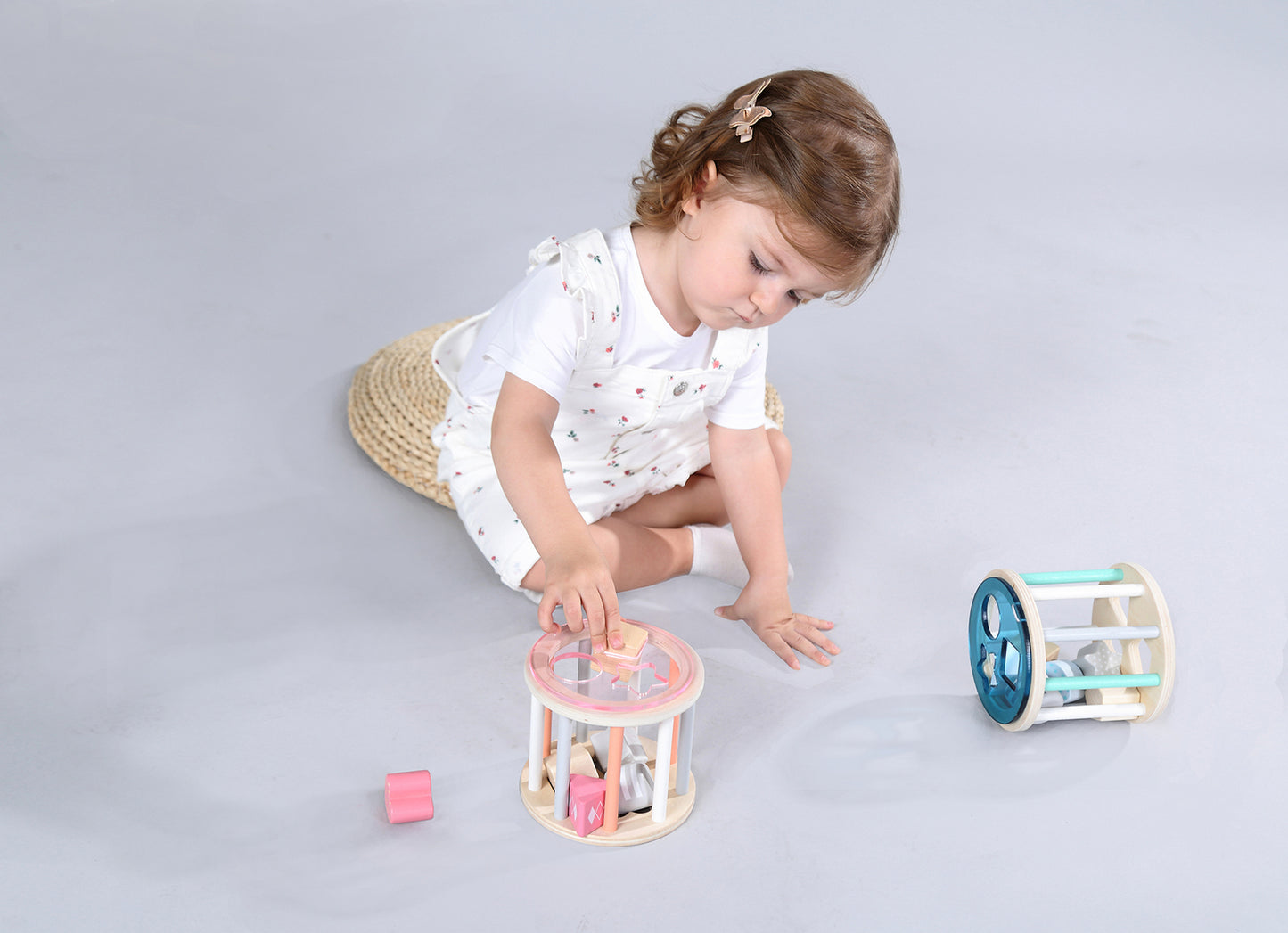 CALM & BREEZY WOODEN ROLLING SHAPE SORTER TOY