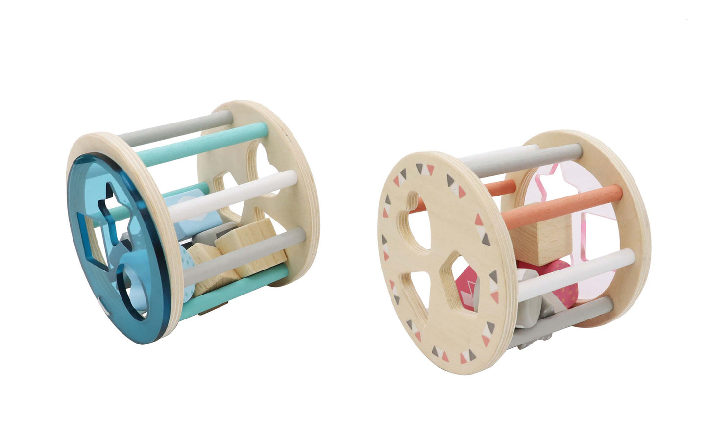 CALM & BREEZY WOODEN ROLLING SHAPE SORTER TOY