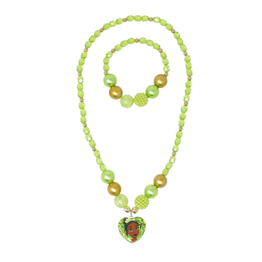 Disney Princess Tiana Pendant Stretch Beaded Necklace & Bracelet