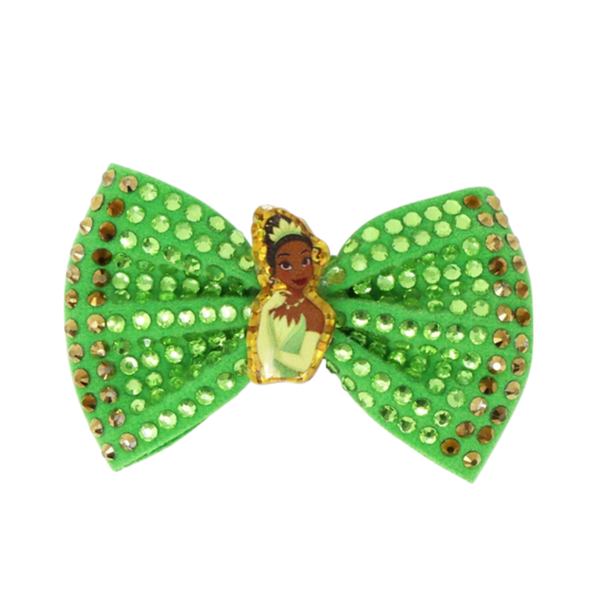 Disney Princess Tiana Green Sparkling Rhinestone Hair Bow