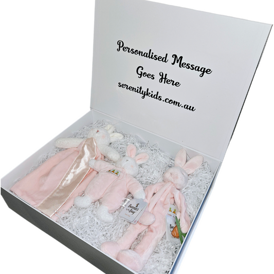 Personalised Bunnies By The Baby Magnetic Gift Box Hamper Set - Pink