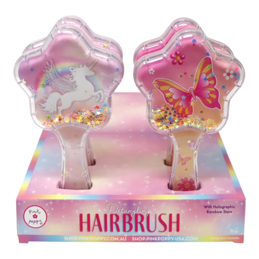 Unicorn & Butterfly Holographic Glitter Hairbrush