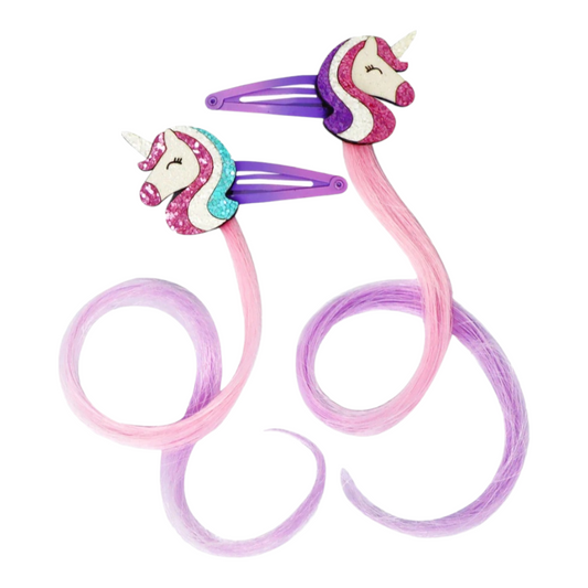 Unicorn Hair Clips with Hair Extension