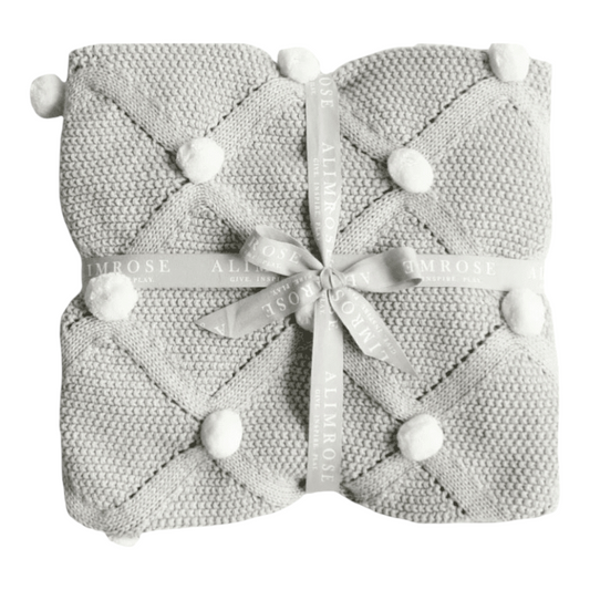 Alimrose - Pom Pom Baby Blanket - Grey