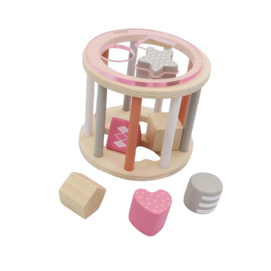 CALM & BREEZY WOODEN ROLLING SHAPE SORTER TOY