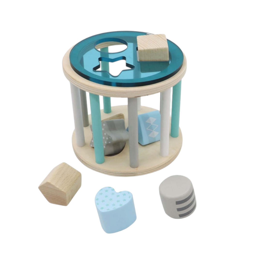 CALM & BREEZY WOODEN ROLLING SHAPE SORTER TOY