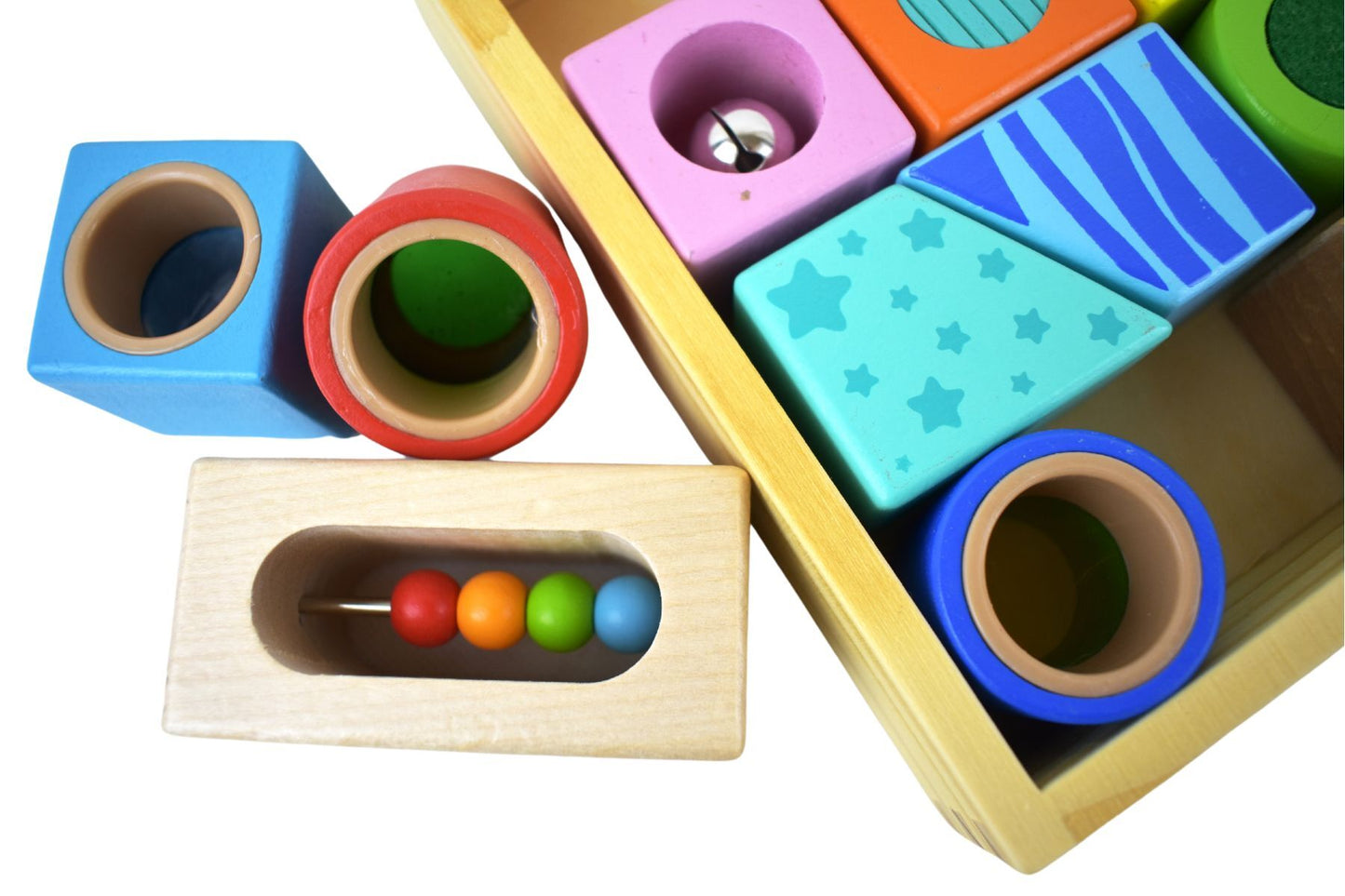 Multifunction Sensory Wooden Baby Blocks With Texture & Sound