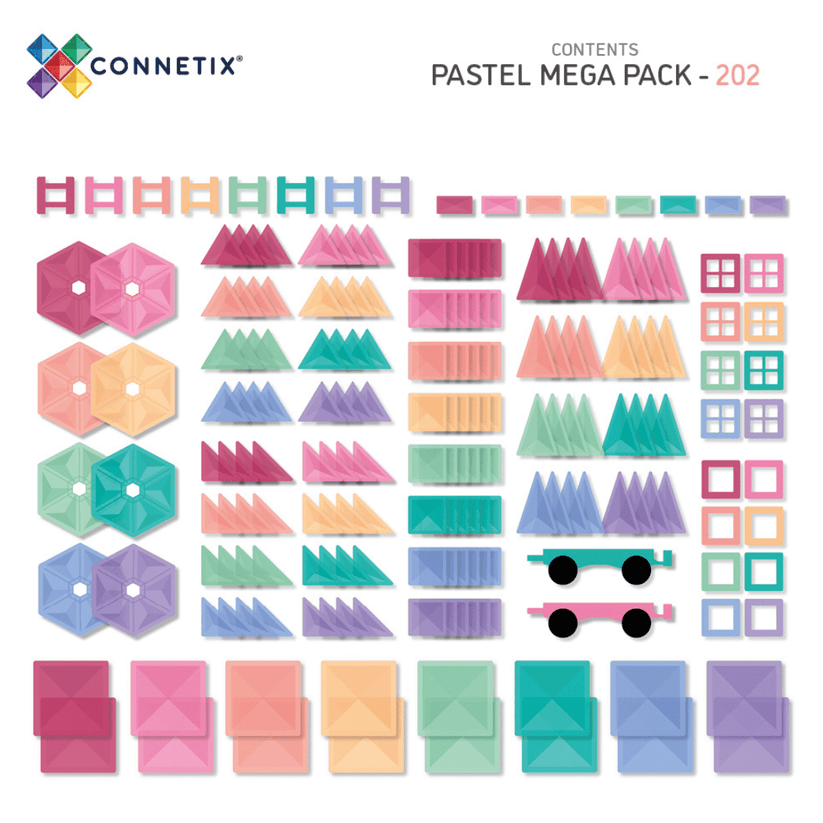 Connetix Pastel Bundle 1 - Mega Pack + Ballrun Pack + Pink & Berry Baseplates Pack