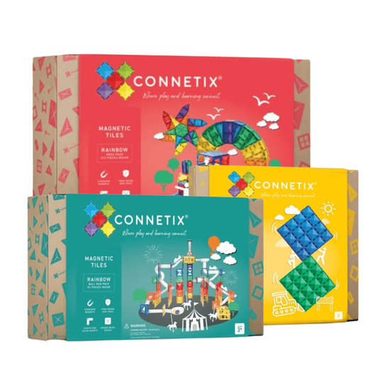 Connetix Rainbow Mega Pack + Ball Run + Blue And Green Base Plates Bundle