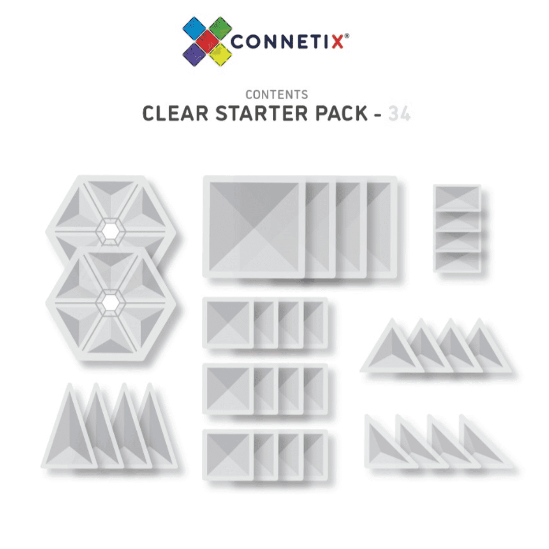 Connetix Tiles 34 Piece Clear Starter Pack