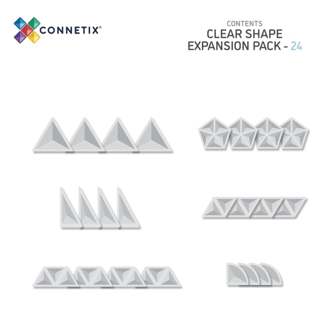 Connetix Magnetic Tiles Clear Shape Expansion Pack 24 Pieces | Serenity Kids